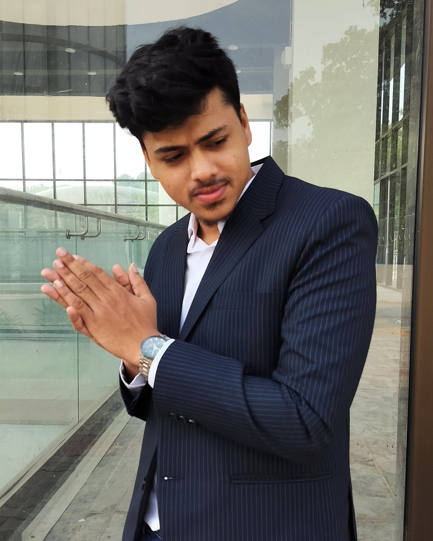 Dark Blue Striped Blazer