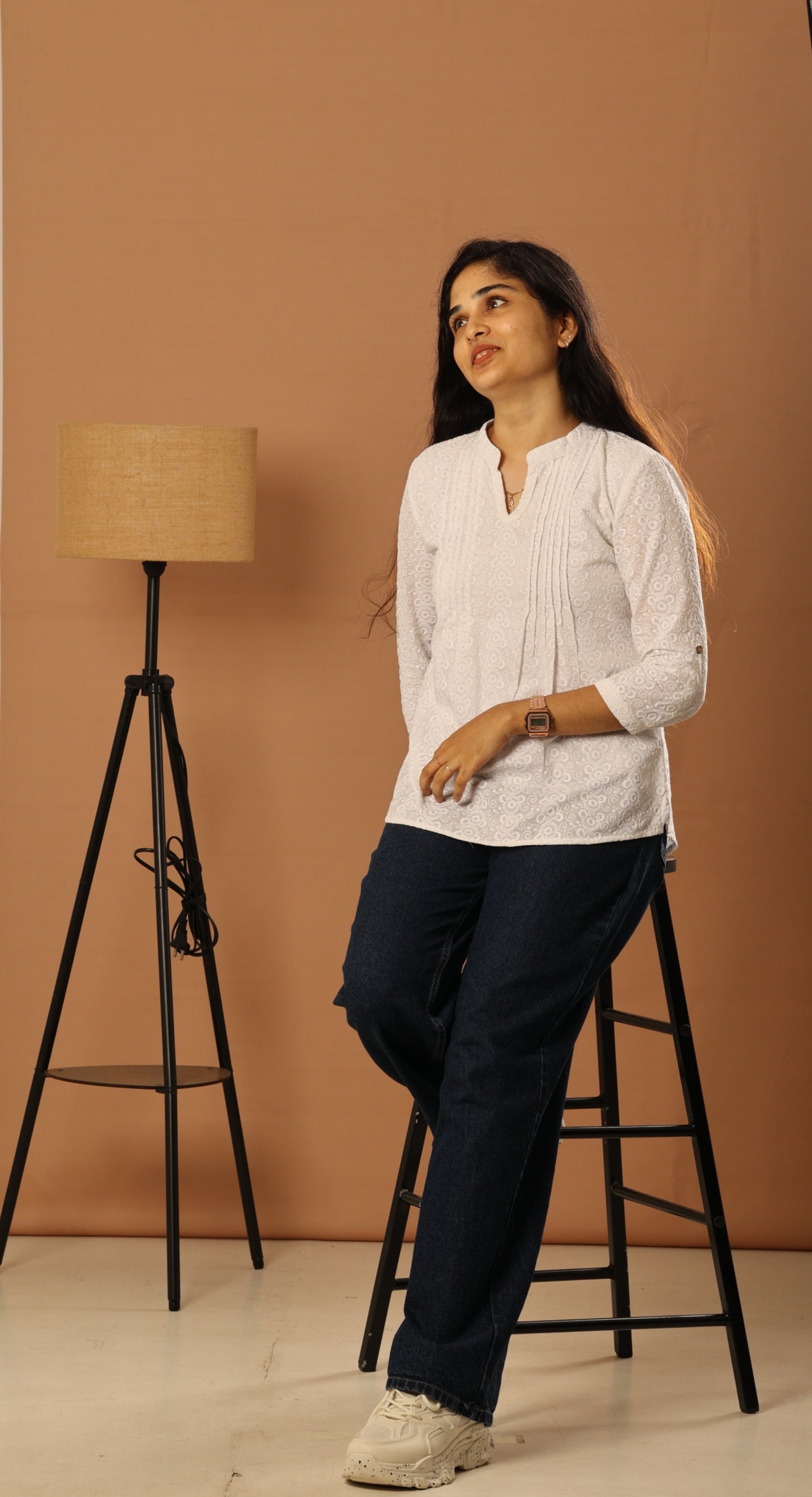 Elegant White Embroidered Tunic Top